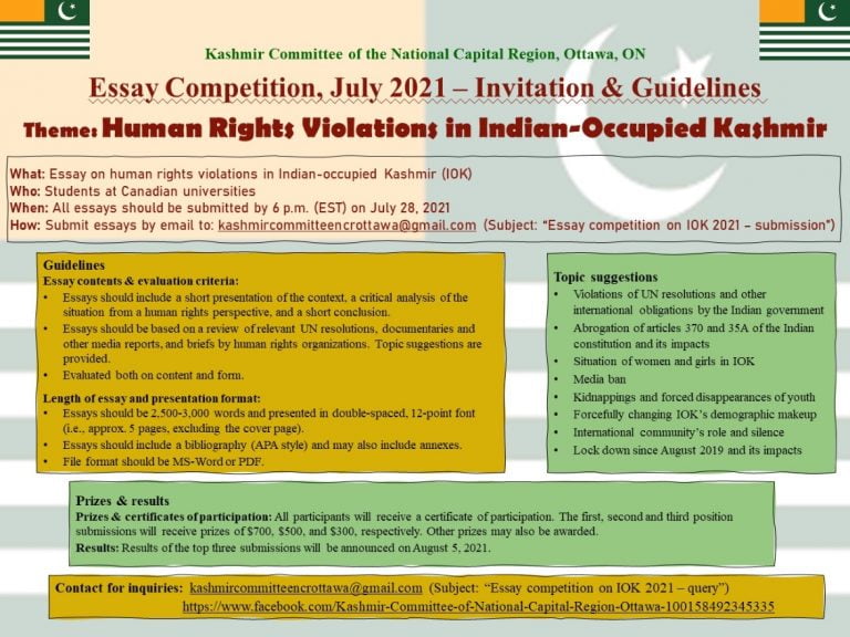 Essay Competition 2021: Human Rights Violation in Indian Occupied Kashmir (IOK)