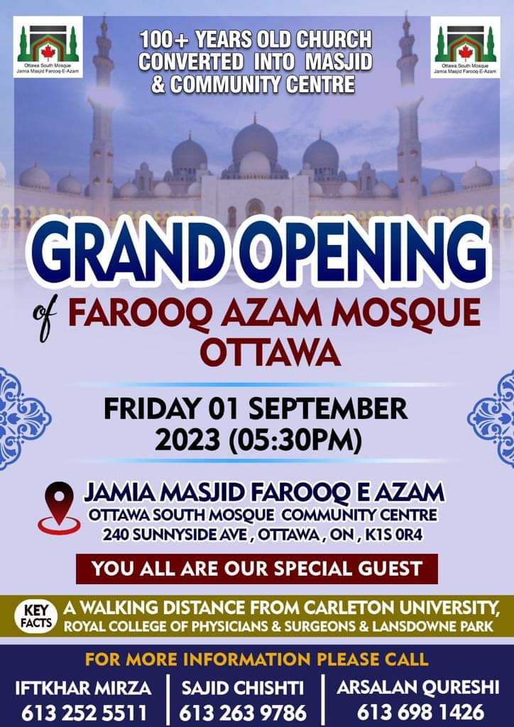 Grand Opening Of Jamia Masjid Farooq e Azam – Mark your Calendars for Next Friday