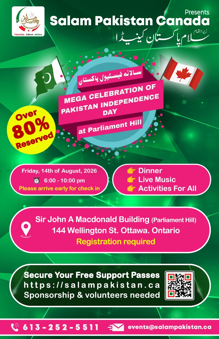 Free Support Passes – Over 80% already claimed – Join Mega Celebration of Pakistan Independence Day at Parliament Hill